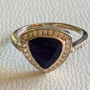 Unique Blue Lapis and CZ stone ring